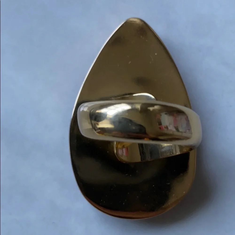 LARGE TEARDROP SHAPED BURNT ORANGE TURQUOISE RING - Picture 4 of 5